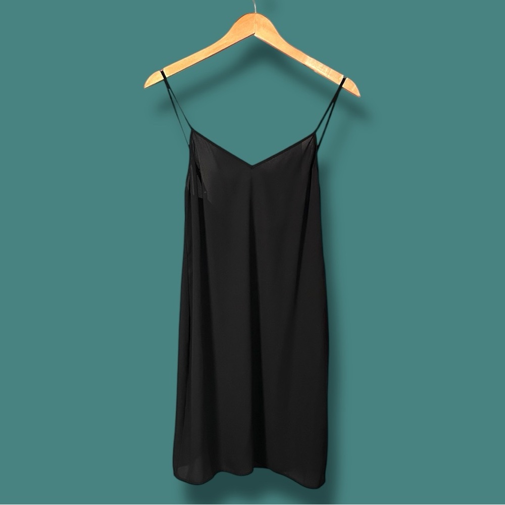 EUC Zara Semi Sheer Mini V-Neck Slip Dress in Black. Size Small - Picture 3 of 11